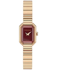 Ferragamo Women's Swiss Crystal Petite Rose Gold Ion Plated Bracelet Watch 15x20mm