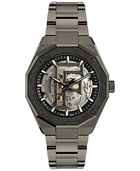 Ferragamo Men's Swiss Automatic Edge Skeleton Gunmetal Ion Plated Bracelet Watch 42mm