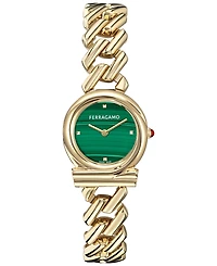Ferragamo Women's Swiss Gancini Twisted Chain Gold Ion Plated Bracelet Watch 28mm