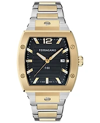 Ferragamo Men's Swiss F-80 Tonneau Two-Tone Stainless Steel Bracelet Watch 42mm