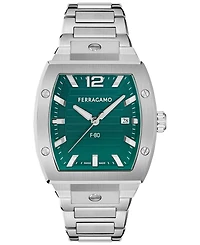 Ferragamo Men's Swiss F-80 Tonneau Stainless Steel Bracelet Watch 42mm