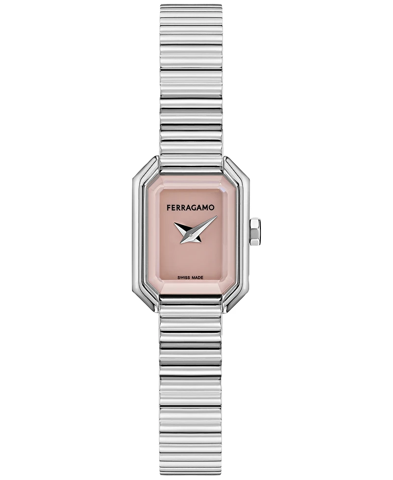 Ferragamo Women's Swiss Crystal Petite Stainless Steel Bracelet Watch 15x20mm