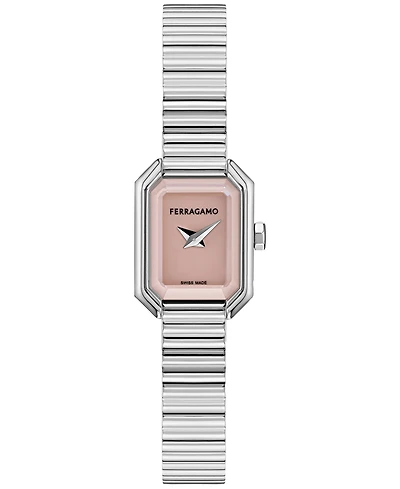 Ferragamo Women's Swiss Crystal Petite Stainless Steel Bracelet Watch 15x20mm