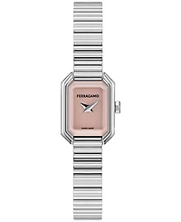 Ferragamo Women's Swiss Crystal Petite Stainless Steel Bracelet Watch 15x20mm