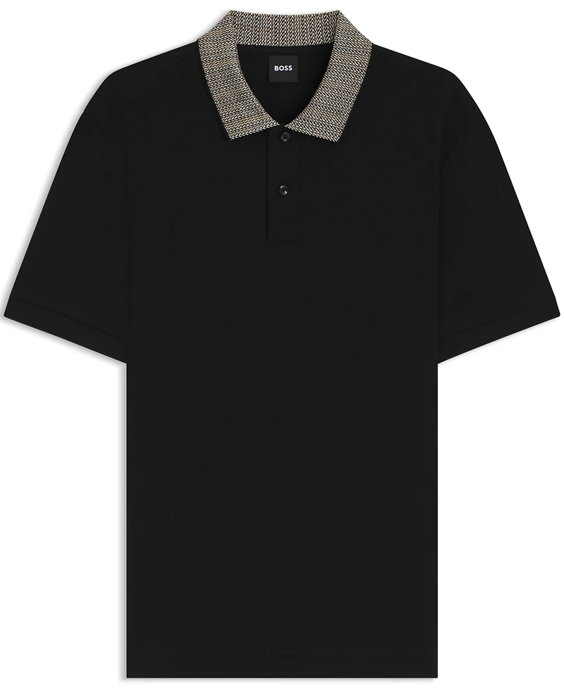 Boss by Hugo Men's Patterned Collar Pima-Cotton Polo Shirt