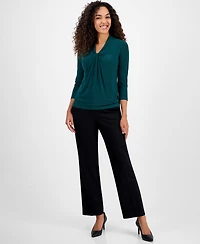 Kasper Women's Knot-Front 3/4-Sleeve Blouse, Regular & Petite