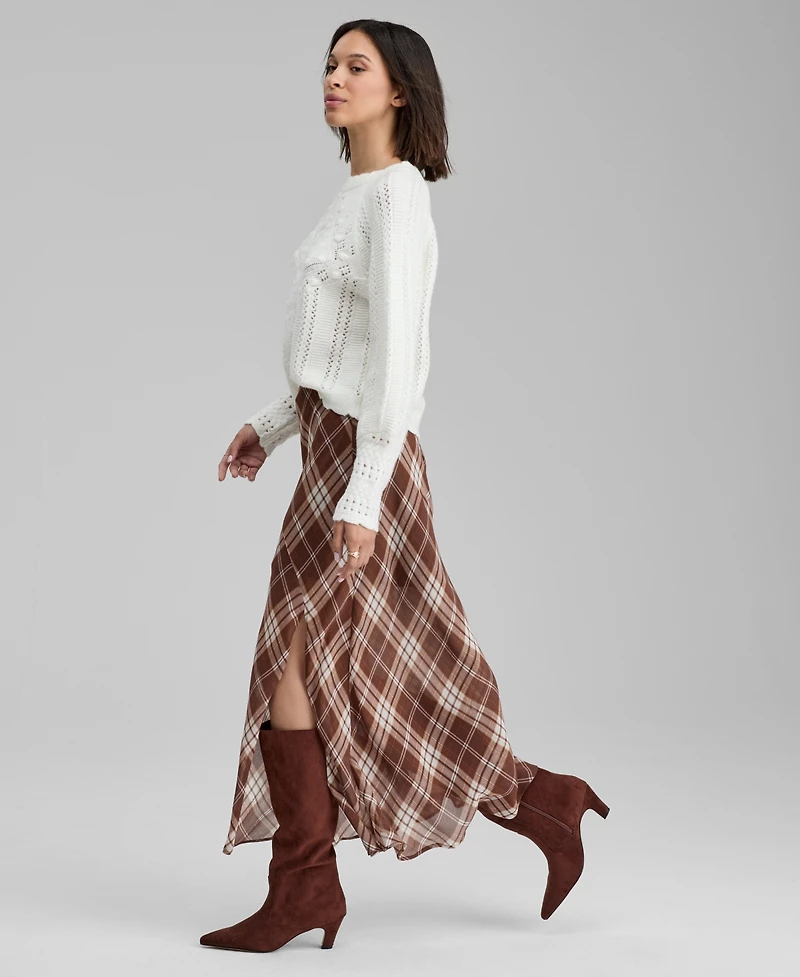 And Now This Women's Plaid Bias-Cut Slip Skirt, Macy's Exclusive