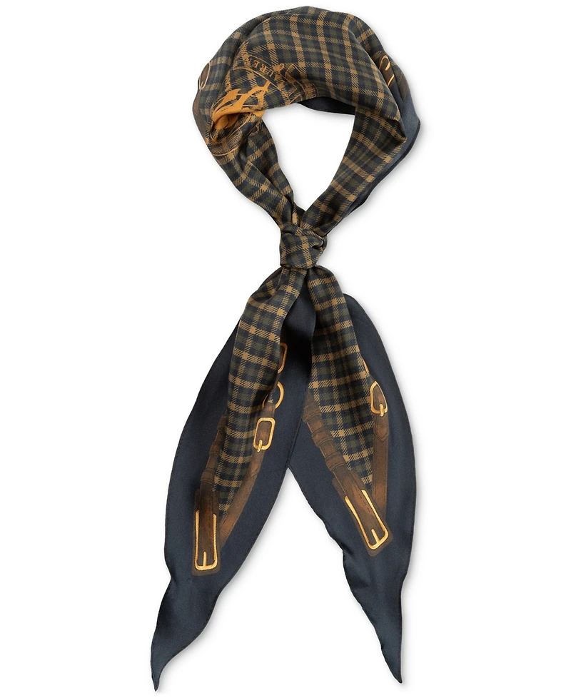 Lauren Ralph Lauren Belting & Plaid Diamond Silk Scarf