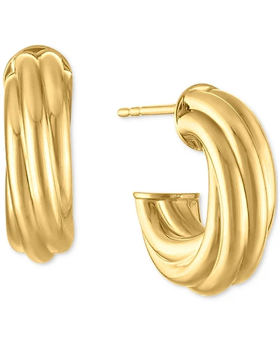 Twisted J-Hoop Extra Small Huggie Hoop Earrings in 10k Gold, 0.25"