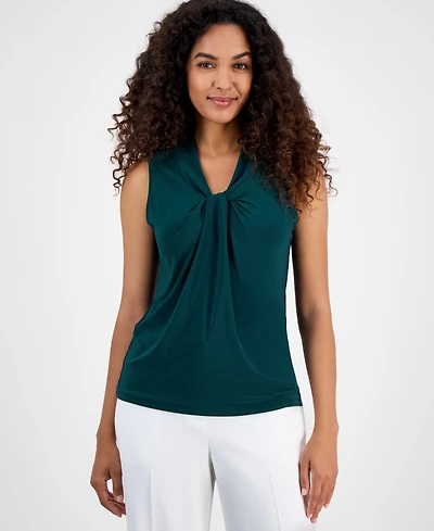 Kasper Women's Sleeveless Knot Front Jersey Top