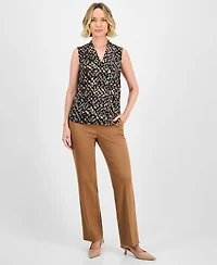 Kasper Women's Floral-Print Hidden-Placket Blouse