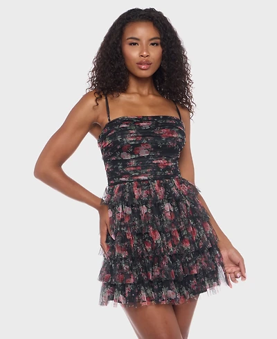 B Darlin Juniors' Strapless Straight-Neck Fit & Flare Dress