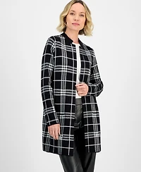 Kasper Women's Windowpane Open-Front Cardigan