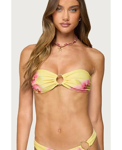 Edikted Womens Miley Floral Bandeau Bikini Top