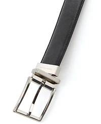 Perry Ellis Portfolio Men's Safiano Reversible Textured Nickel Buckle Dress Belt