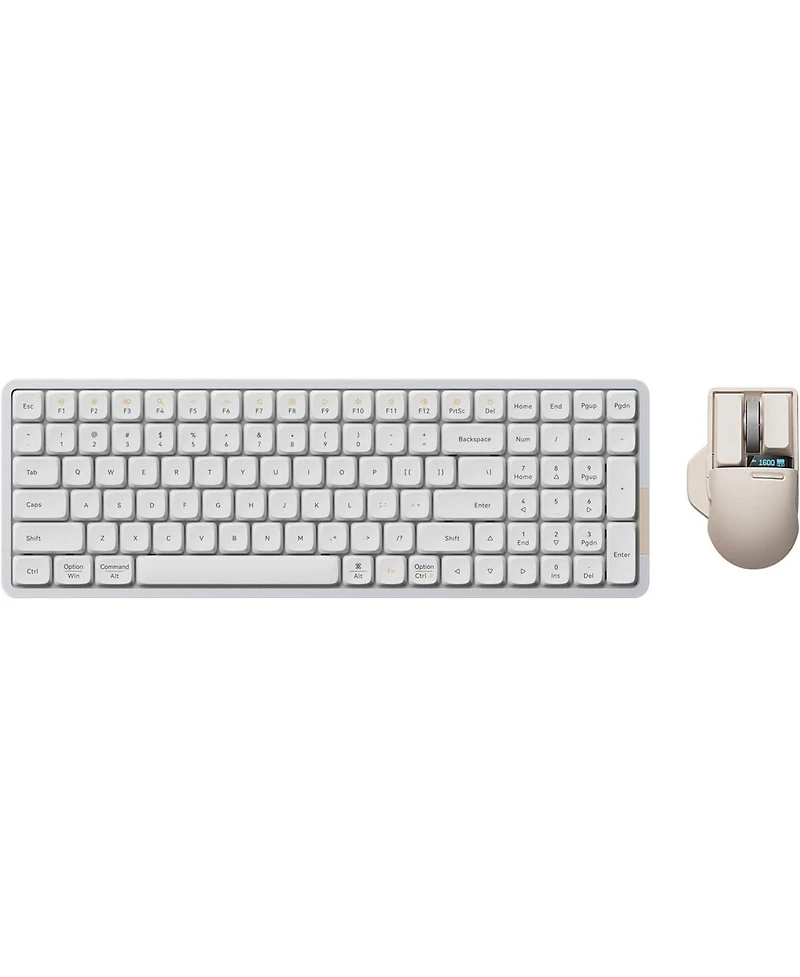 Lofree Flow Low Profile Mechanical Keyboard and Mouse, 100 Keys Rechargeable Wireless Keyboards with Bluetooth and Wired Connection
