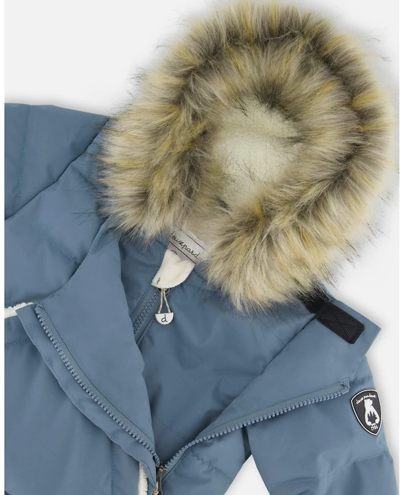 Deux par Baby Boy One-Piece Snug Snowsuit Designed for Car Seat Dark Gray Blue - Baby|Toddler