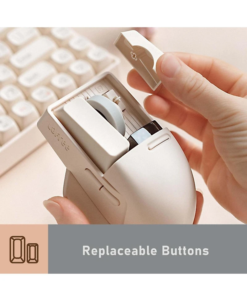 Lofree Flow Low Profile Mechanical Keyboard and Mouse, 100 Keys Rechargeable Wireless Keyboards with Bluetooth and Wired Connection