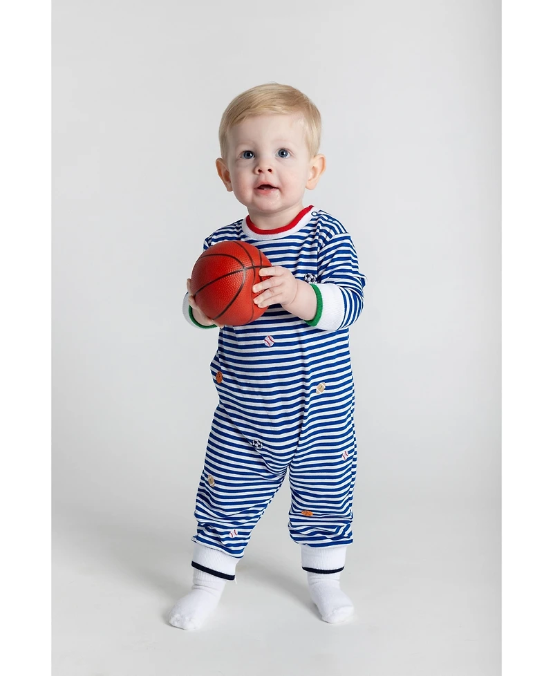 Florence Eiseman Stripe Knit Longall With Emb Sport Balls