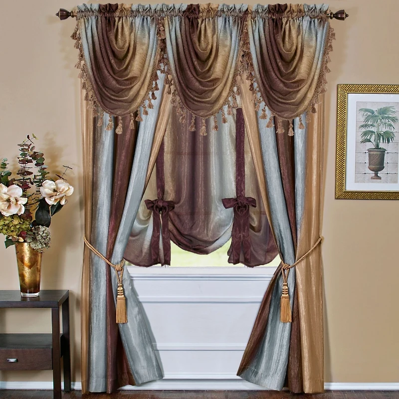 GoodGram Ombre Crushed Satin Sheer Single Window Curtains & Valances - 50 in. W x L