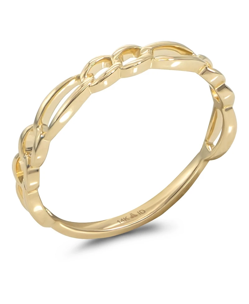 Devata Figaro Link Ring in 14K Gold, Size 9, approx. 1.5 grams.