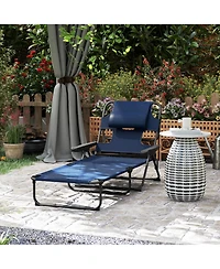 Outsunny Folding Lounge Chair w/ Reclining Back, ning Chair, Light