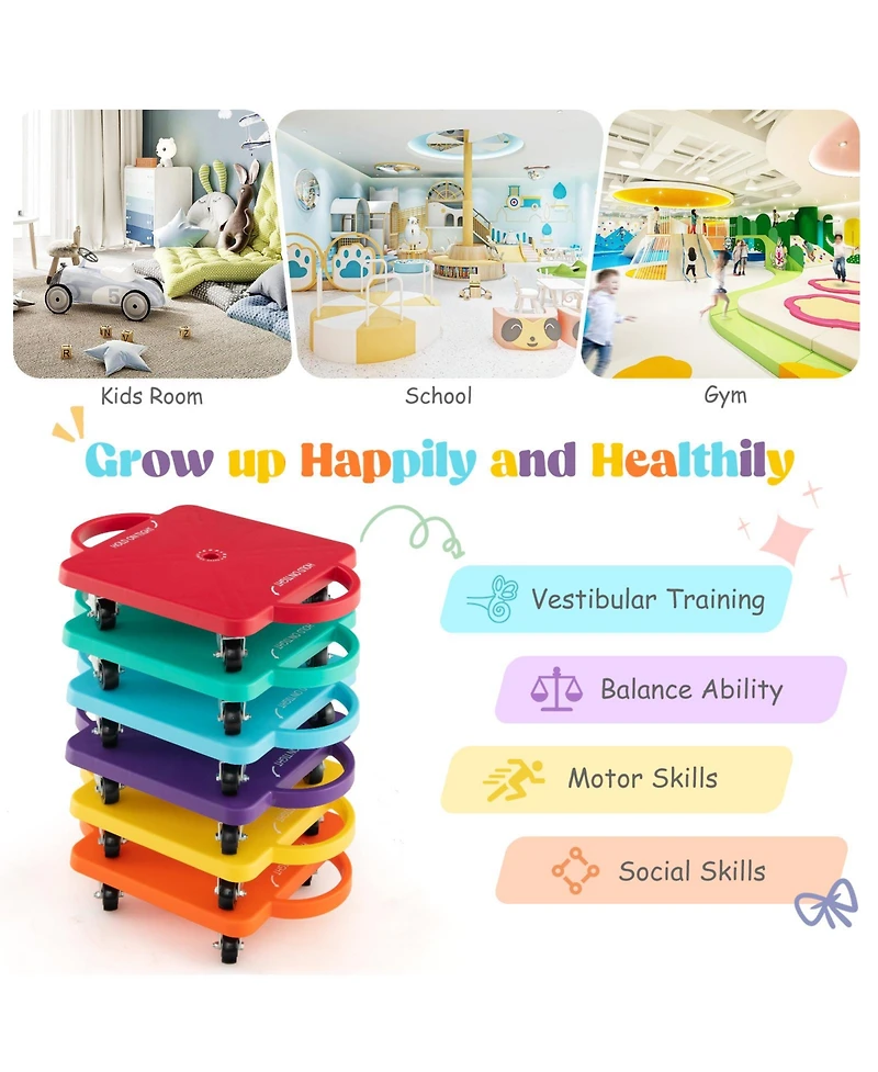 Hitway 6-Pack Kids Scooter Board Set with 360° Swivel Casters