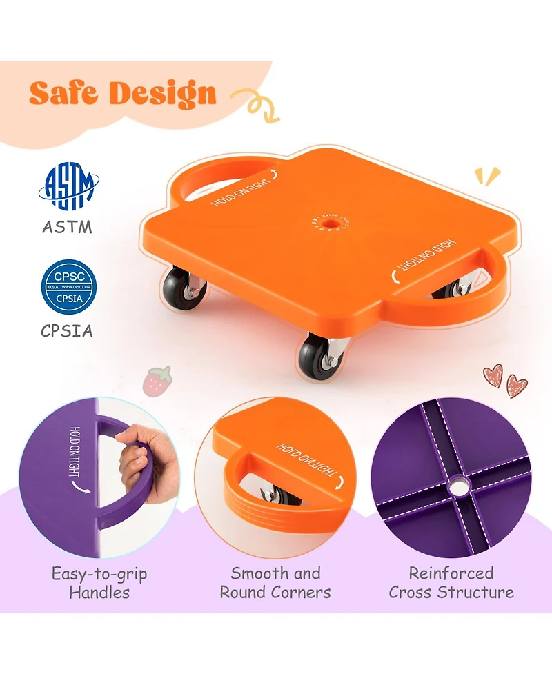 Hitway 6-Pack Kids Scooter Board Set with 360° Swivel Casters