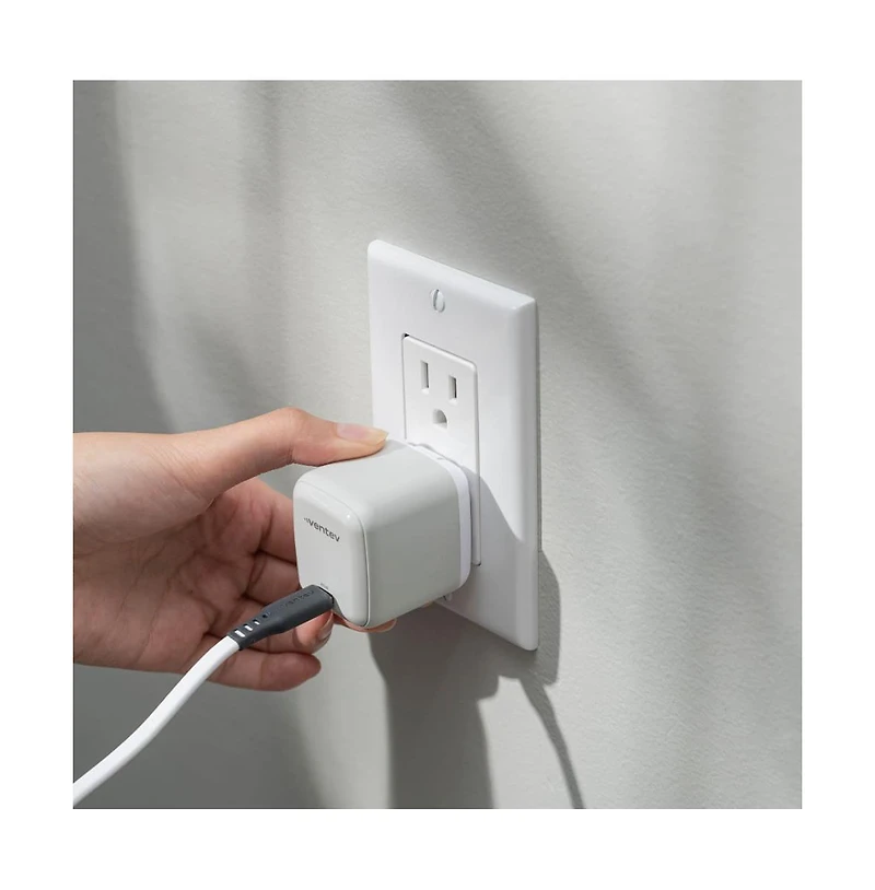 Ventev 45W Ultrafast Usb C Universal GaN Mini Wall Charger and 240W Usb C to Usb C Cable-White