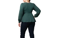 Kiyonna Plus Natasha Long Sleeve Wrap Top