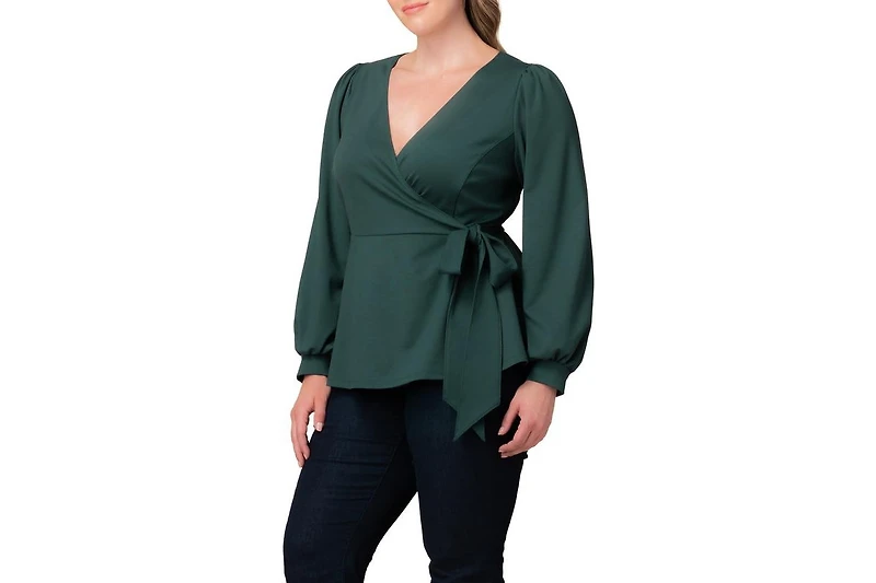 Kiyonna Plus Natasha Long Sleeve Wrap Top
