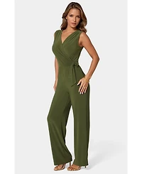Bebe Women's Jersey Wrap Tie Jumpsuit