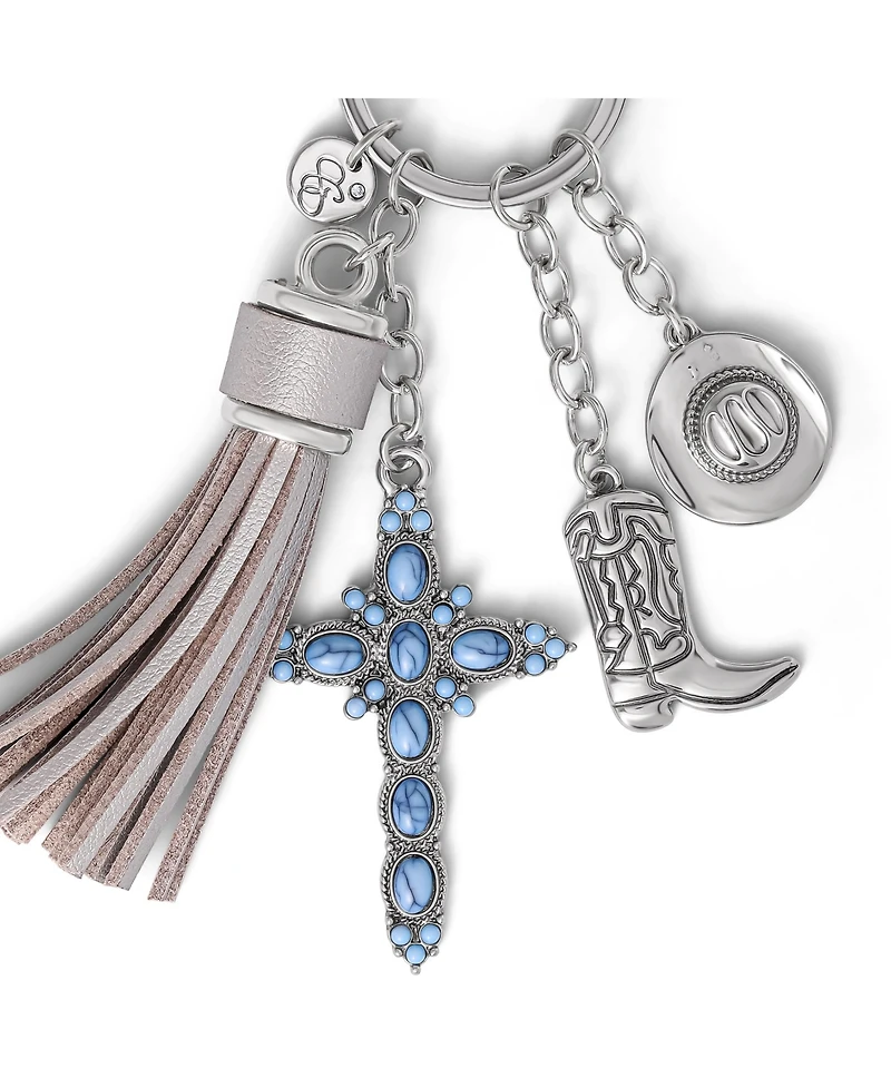 Jessica Simpson Western Cross & Tassel Charm Keychain