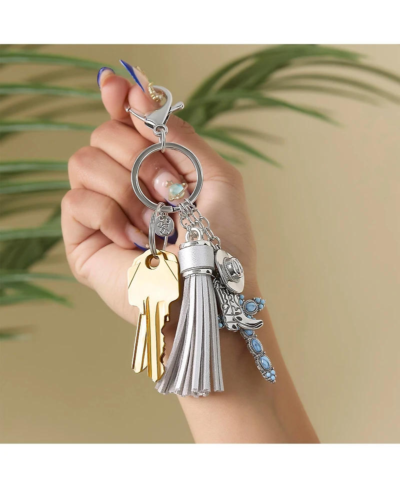 Jessica Simpson Western Cross & Tassel Charm Keychain