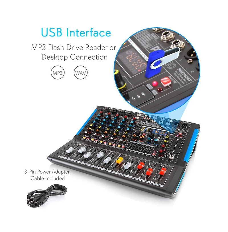 Pyle 6-Ch. Bluetooth Studio Mixer - Dj Controller Audio Mixing Console System