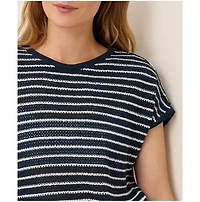 Pact Beachside Crochet Knit Short Sleeve Top