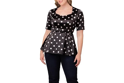 Kiyonna Women's Plus Posh Peplum Top with Sweetheart Neckline