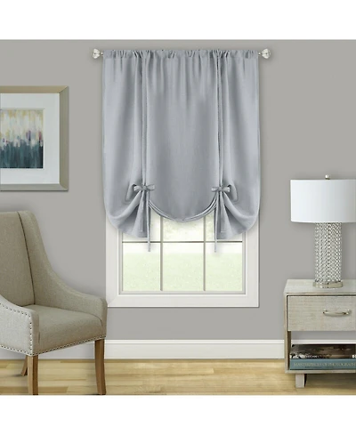 Kate Aurora Shabby Linen Farmhouse Sheer Flax Curtain Tie Up Single Window Shade - 42 in. W x 63 L, Toast