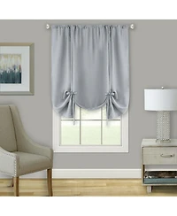 Kate Aurora Shabby Linen Farmhouse Sheer Flax Curtain Tie Up Single Window Shade - 42 in. W x 63 L, Toast