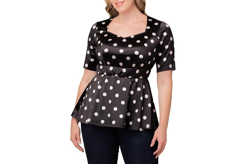 Kiyonna Women's Plus Posh Peplum Top with Sweetheart Neckline