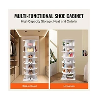 Slickblue 7-Tier Rotating Shoe Rack Tower with Base, 360° Spinning Round Shoe Organizer