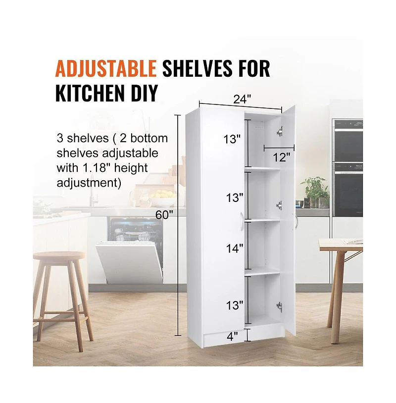 Slickblue Kitchen Pantry Cabinet with Shelves for Food Storage and Organization