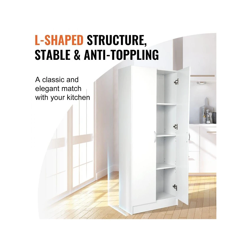 Slickblue Kitchen Pantry Cabinet with Shelves for Food Storage and Organization