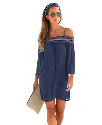 Lascana Women's Embroidered Cold Shoulder Dress