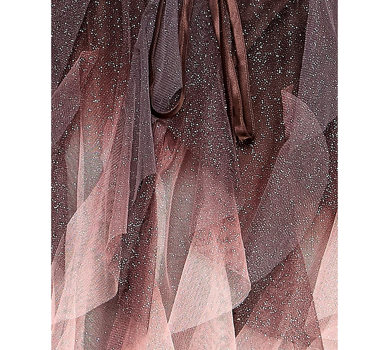 pear culture Junior's Sweetheart-Neck Ombre Mesh Fit & Flare Dress