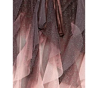 pear culture Junior's Sweetheart-Neck Ombre Mesh Fit & Flare Dress