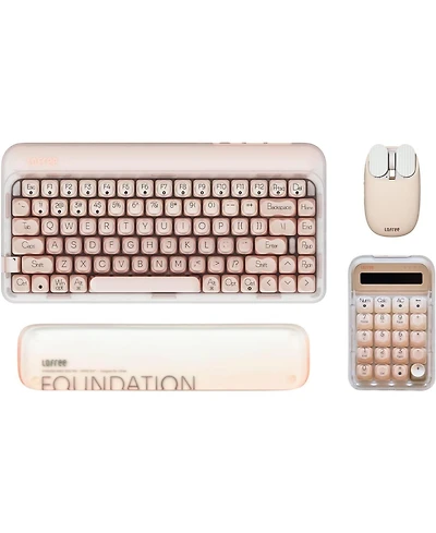 Lofree Dot Foundation Keyboard with Numpad & Milk Tea Mouse & Jelly Palm Rest, 75% Rechargeable Hot-swappable Keyboards with 3 Types Connection