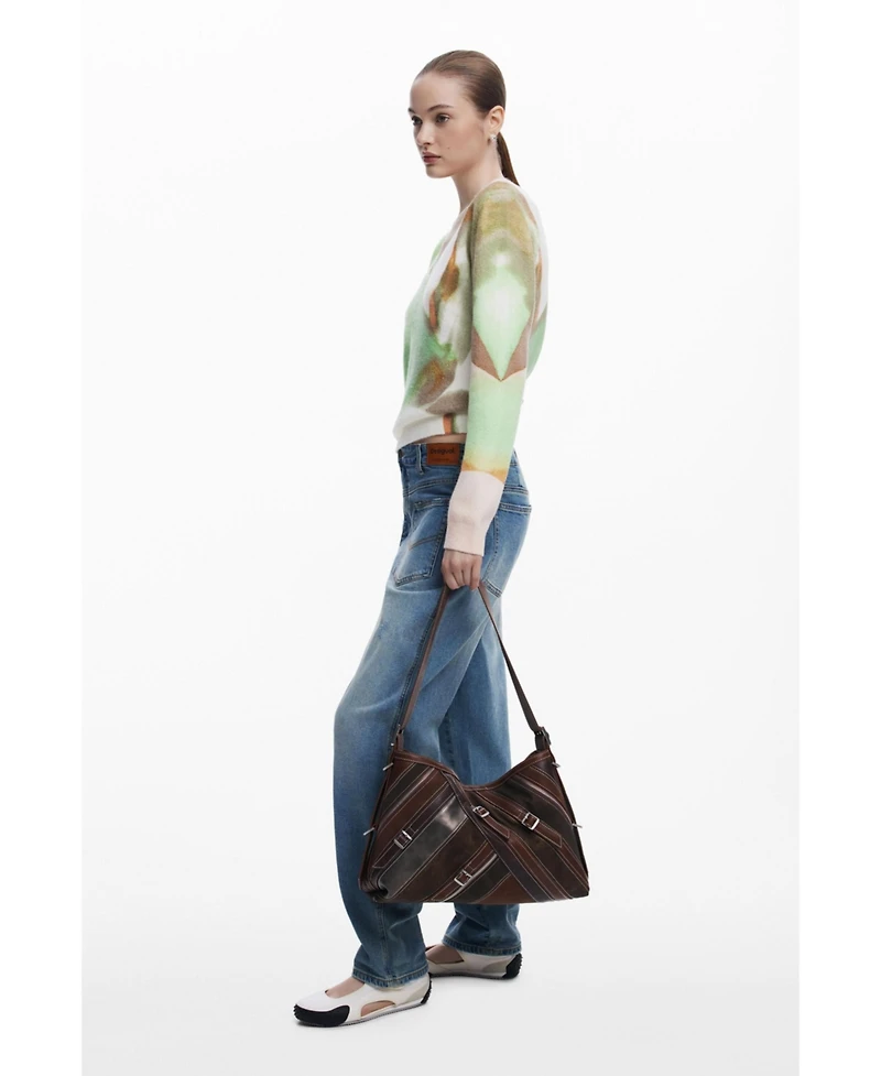 Desigual Women's Medium shoulder bag with stitching