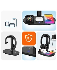 Delton HS1 3-in-1 Wireless Charging Stand, 15W Charger for iPhones, Qi Devices (DHSWC1)