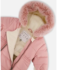 Deux par Baby Girl One-Piece Layette Snowsuit Designed for Car Seat Dusty Pink